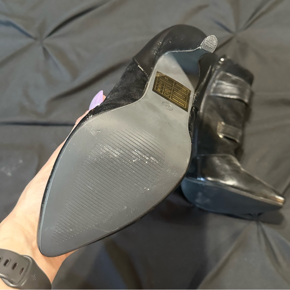 Black Strappy Stiletto Boots, US8 - Picture 4 of 5